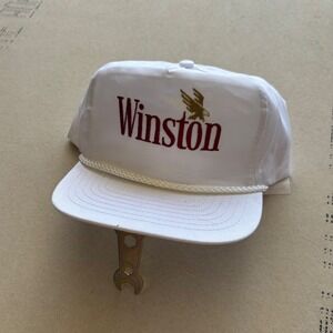 Vintage 90s Winston Snapback Hat White Eagle Logo Rope Trucker Hat